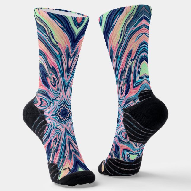ocean coral agate pattern socks (Angled)