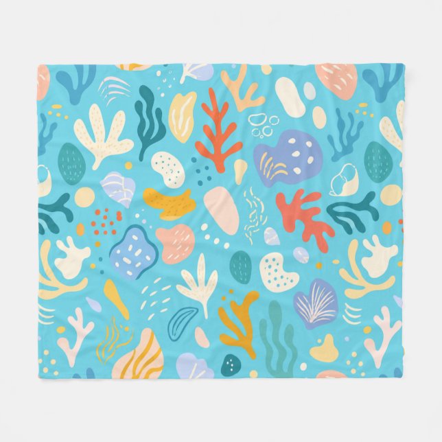 Ocean Coral Reef Abstract Seamless Pattern Fleece Blanket (Front (Horizontal))