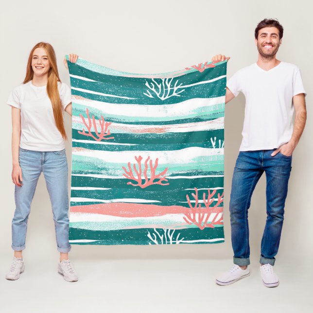 Ocean Coral Reef Pattern Fleece Blanket (In Situ)