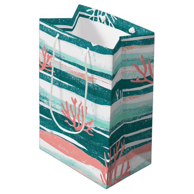 Ocean Coral Reef Pattern Medium Gift Bag (Front Angled)