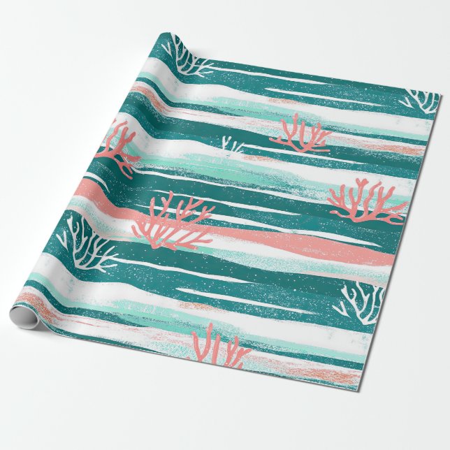 Ocean Coral Reef Pattern Wrapping Paper (Unrolled)