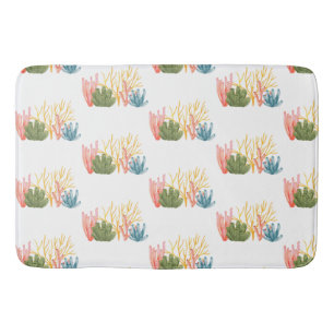 Ocean corals colourful watercolor bath mat