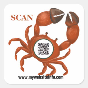 Ocean Crab QR Code Business Square Sticker
