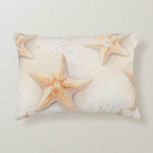 Ocean Cream Peach Beach Starfish Accent Pillow