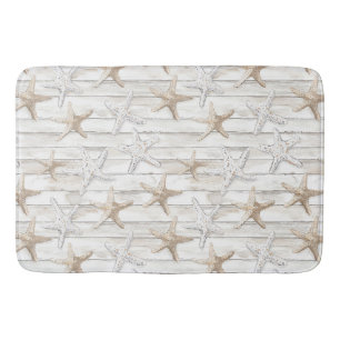 Ocean Cream White Beach Starfish Bath Mat