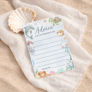 Ocean Creatures Baby Shower Advice Card