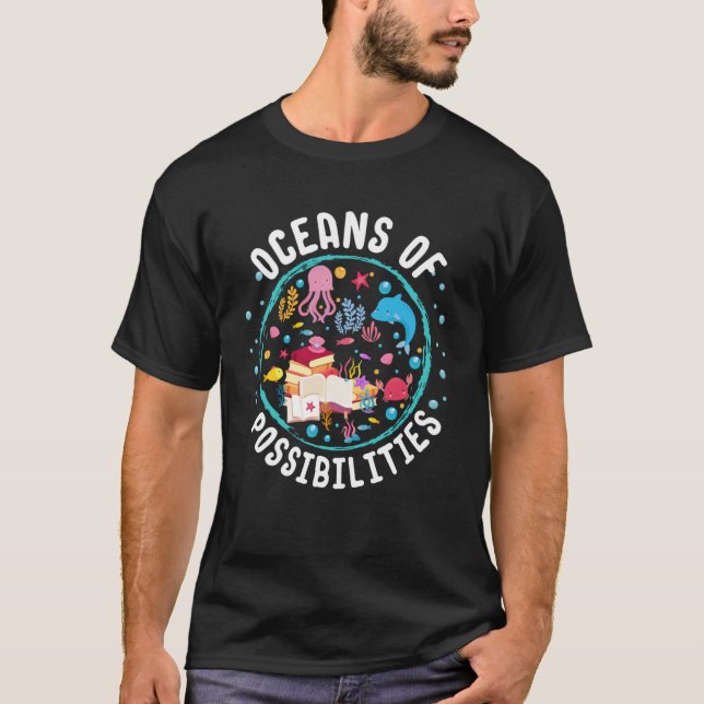 Ocean Creatures Summer Reading Possibilities Libra T-Shirt (Front)