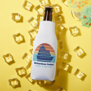 Ocean Cruise Ship Sunset Custom Blue Marketing Bottle Cooler