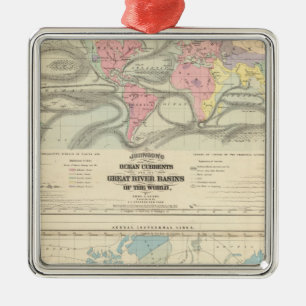 Ocean Currents and the Great River Basins Metal Ornament