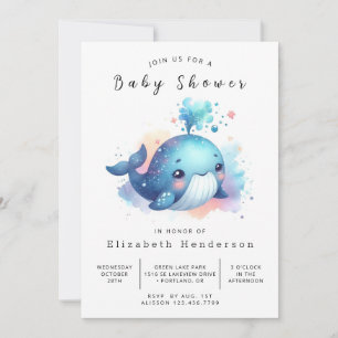 Ocean Custom Whale Baby Shower Invitation