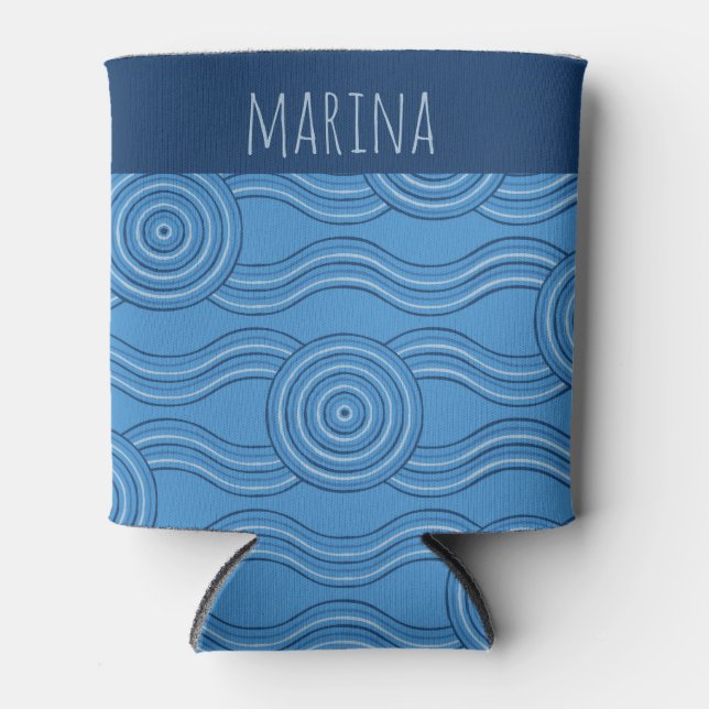 Ocean Customizable Name Australian Dreamtime Can Cooler (Front)
