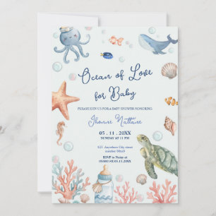 Océan d'amour pour invitation de baby shower plage