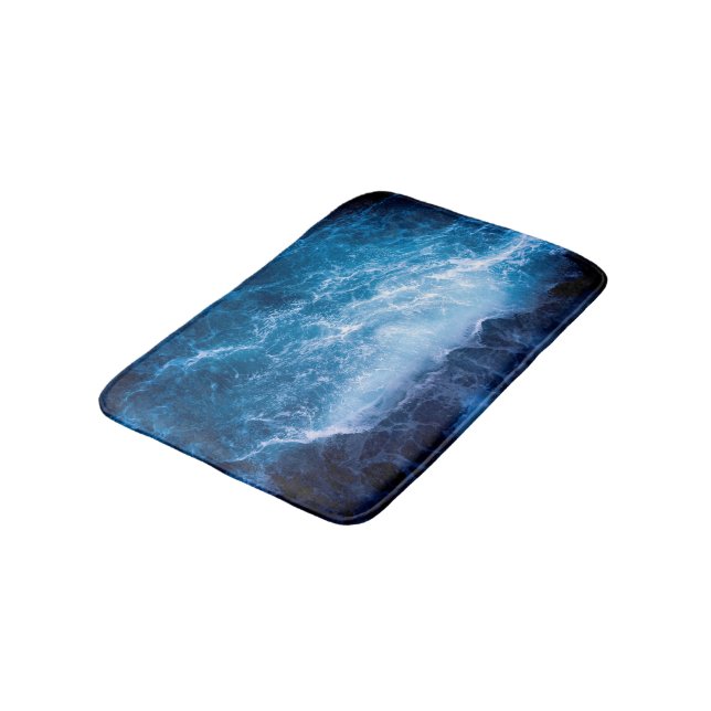 Ocean - Dark Blue Waves Bath Mat (Angled)
