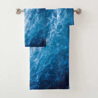 Ocean - Dark Blue Waves Bath Towel Set