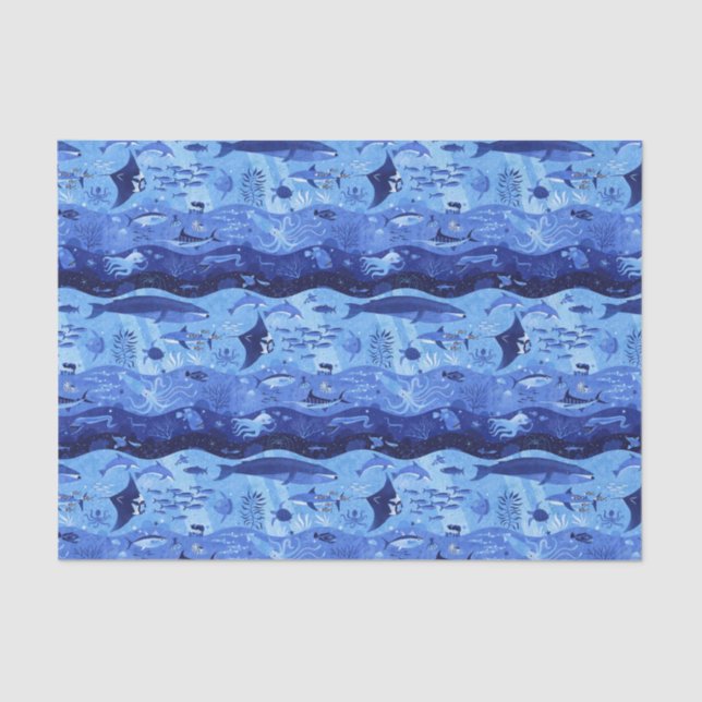 Ocean Depth Zones - Undersea Animals Tissue Paper (Front)