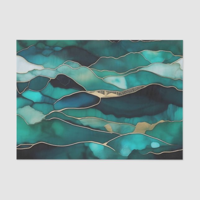 Ocean Depths Abstract Ink Tissue Paper (Front)