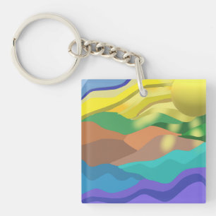 Ocean Dessert Summer Landscape Abstract Keychain
