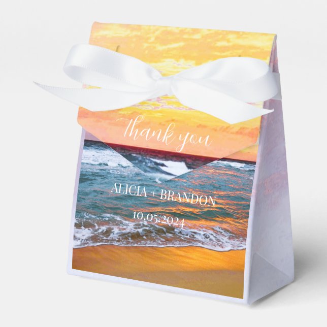 Ocean Destination Tropical Beach Coastal Wedding Favor Box (Front Side)