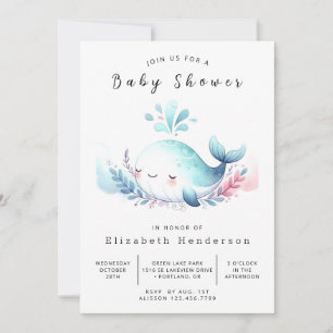 Ocean Digital Whale Baby Shower Invitation