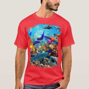 Ocean Dolphin Shark Turtle Coral Sea Fish Orca Wha T-Shirt