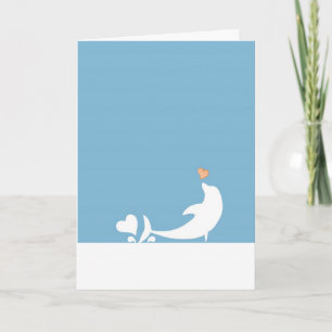 Ocean Dolphin Sky Blue with Heart Holiday Card