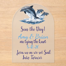 Ocean Dolphin Wedding Invite Seas the Day