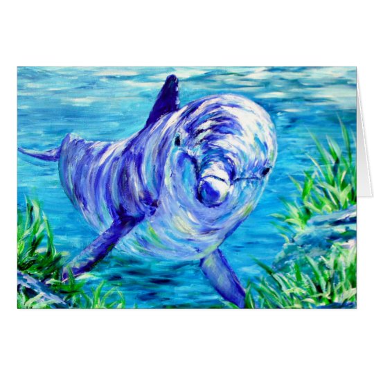 Ocean Dolphins Painting Dolphin Underwater Picture Card