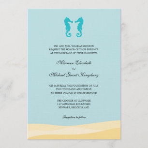 Ocean Double Seahorse Wedding Invitations