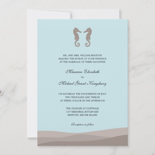 Ocean Double Seahorse Wedding Invitations (Front)