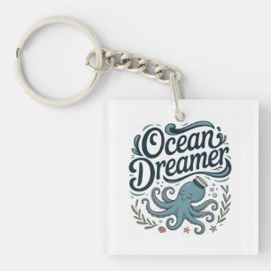 Ocean Dreamer Cute Little Octopus with Sea Element Keychain