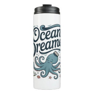 Ocean Dreamer Cute Little Octopus with Sea Element Thermal Tumbler
