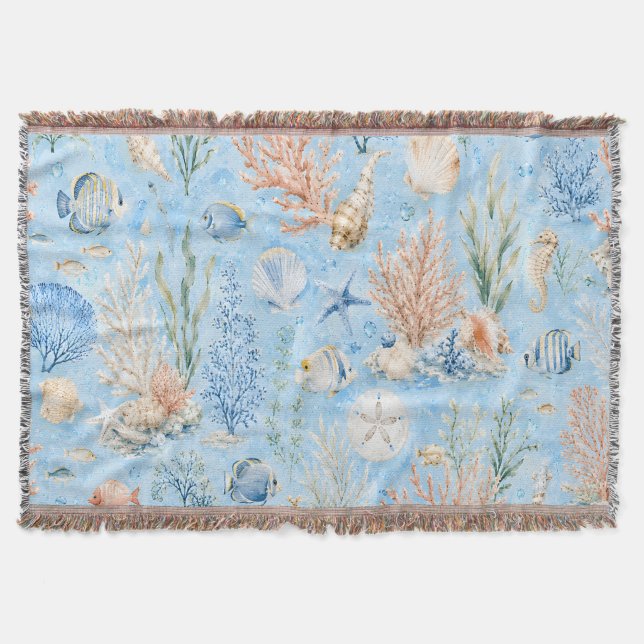 Ocean Dreams Coastal Throw Blanket (Front)