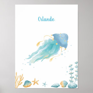 Ocean Dreams Discovery Jellyfish Customizable Poster