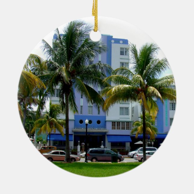 Ocean Drive Ceramic Ornament (Back)