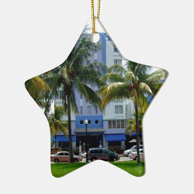 Ocean Drive Ceramic Ornament (Left)