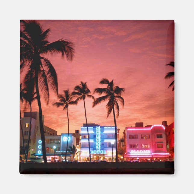Ocean Drive - Miami Beach Skyline Magnet (Devant)