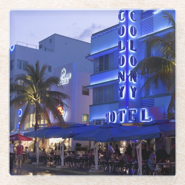 Ocean Drive, South Beach, Miami Beach 2 Glass Coaster (Front)