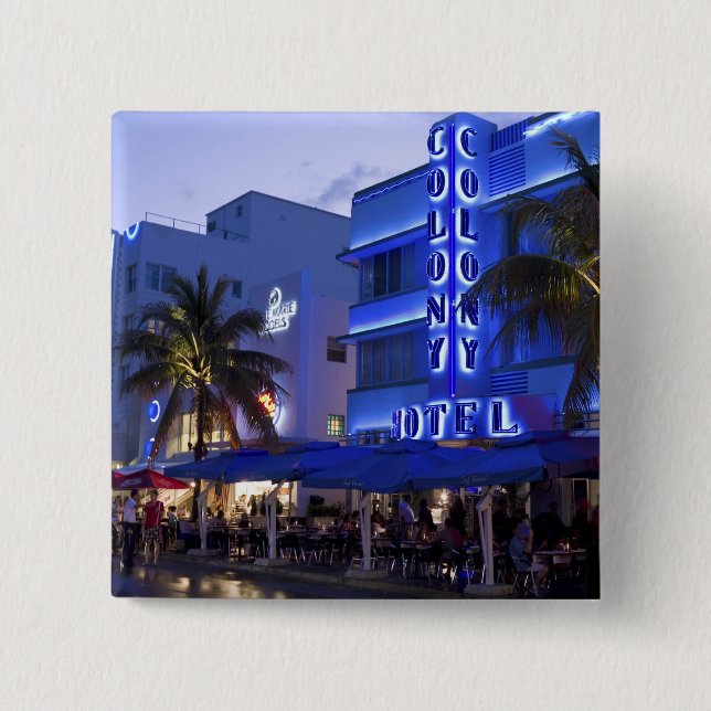 Ocean Drive, South Beach, Miami Beach, 2 Inch Square Button (Front)