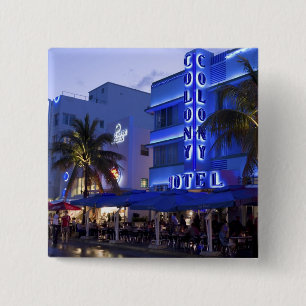 Ocean Drive, South Beach, Miami Beach, 2 Inch Square Button