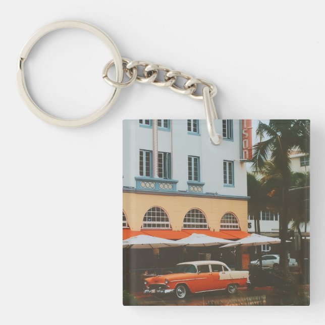 Ocean Drive, South Beach, Miami Keychain (Front)