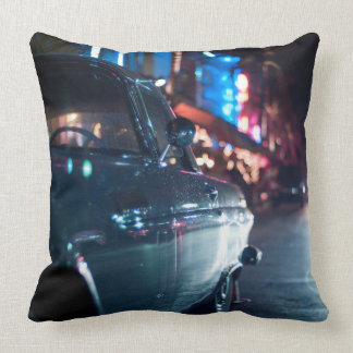 Ocean Drive vintage car Throw Pillow