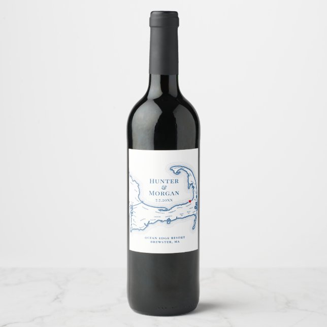Ocean Edge Brewster Destination Wedding Wine Label (Front)
