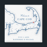 Ocean Edge Resort Destination Wedding Favour Magnet<br><div class="desc">Quick and Easy ordering! These Cape Cod map magnets make great Ocean Edge Resort wedding favours to include in your Brewster Cape Cod destination wedding welcome bags. Move the heart by clicking "Edit Using design tool" under "Personalize". Perfect for all the great wedding venues in on the Cape including the...</div>