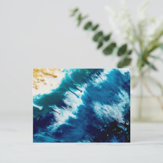 Ocean epoxy resin art, sea, wave postcard