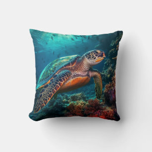 Ocean Explorer: Sea Turtle Underwater Adventure Throw Pillow