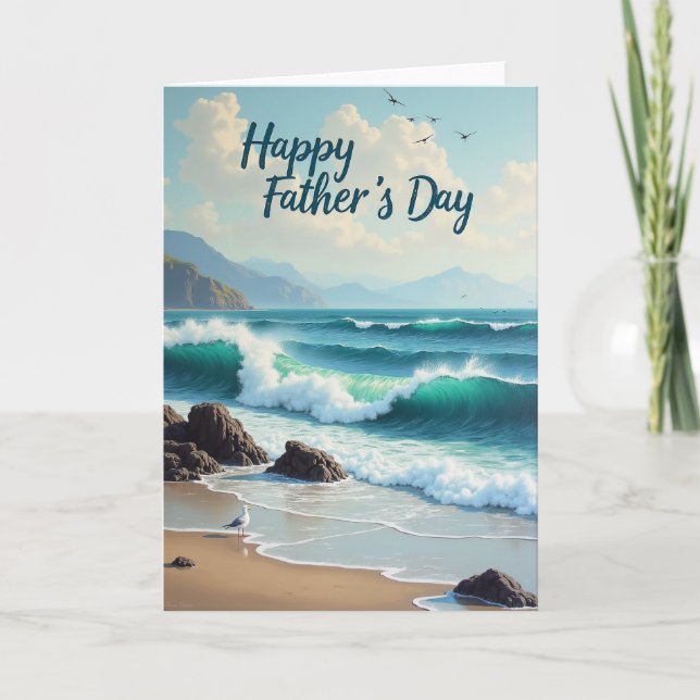 Ocean Fathers Day Waves Card (Front)