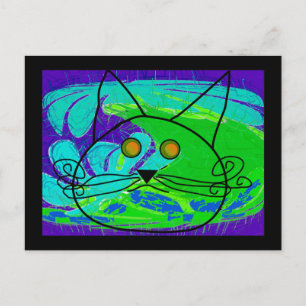 Ocean Fearing Cat Poster --Whimisical Postcard