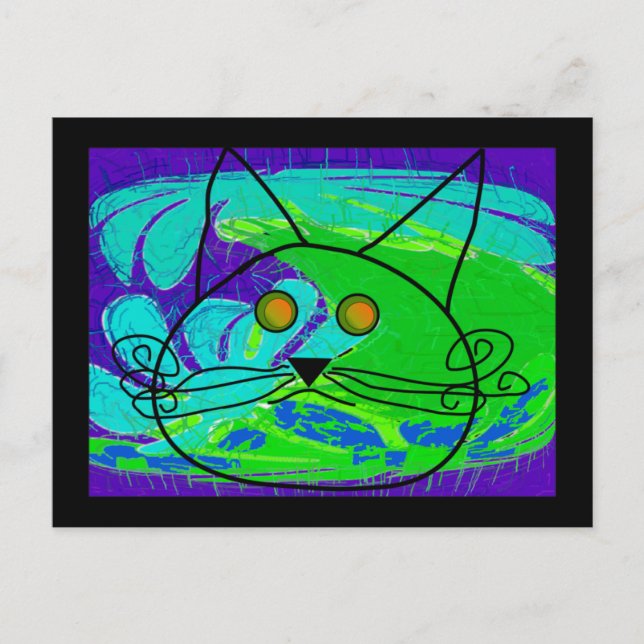 Ocean Fearing Cat Poster --Whimisical Postcard (Front)