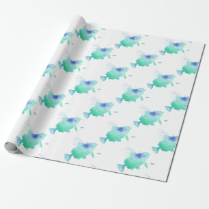 ocean fish aqua wrapping paper