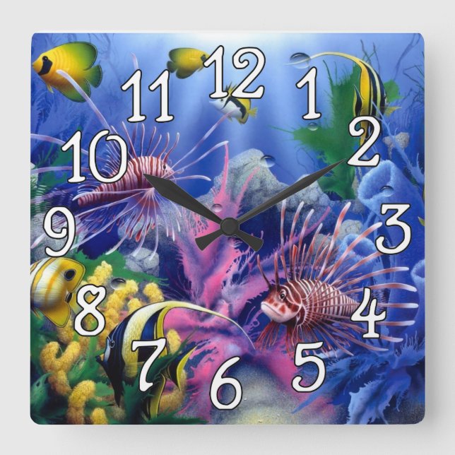 Ocean Fish Sealife Family room Wall Clock (Front)
